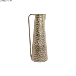 Vase Home ESPRIT Blanc Doré Métal Moderne 19,5 X 19,5 X 53 cm