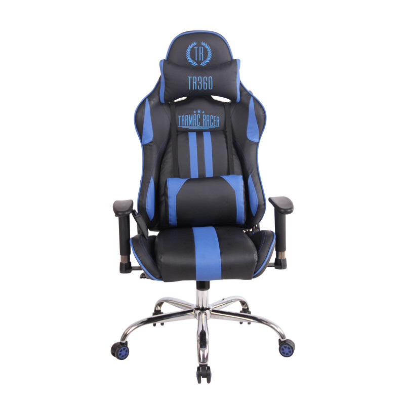 Chaise de bureau Limit XM en cuir artificiel noir/bleu