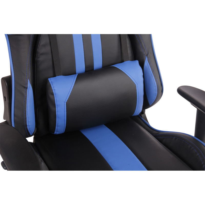 Chaise de bureau Limit XM en cuir artificiel noir/bleu