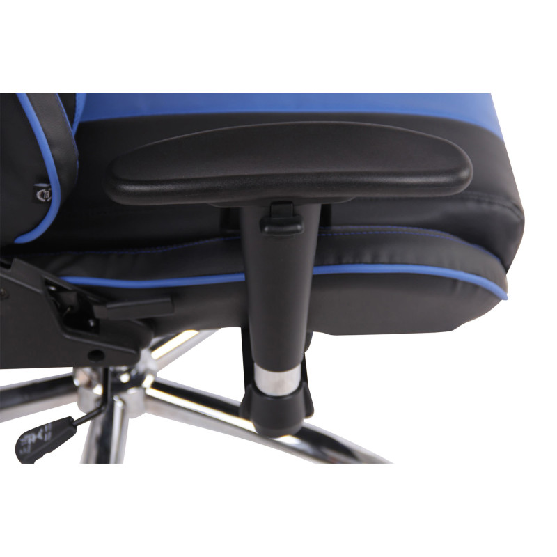 Chaise de bureau Limit XM en cuir artificiel noir/bleu
