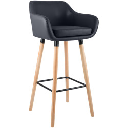 Tabouret de bar Grant, similicuir noir
