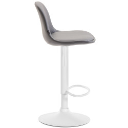 Tabouret de bar Kiel entièrement rembourré en similicuir blanc gris