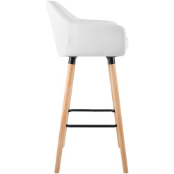 Taburete de bar Grant, imitación de cuero, blanco