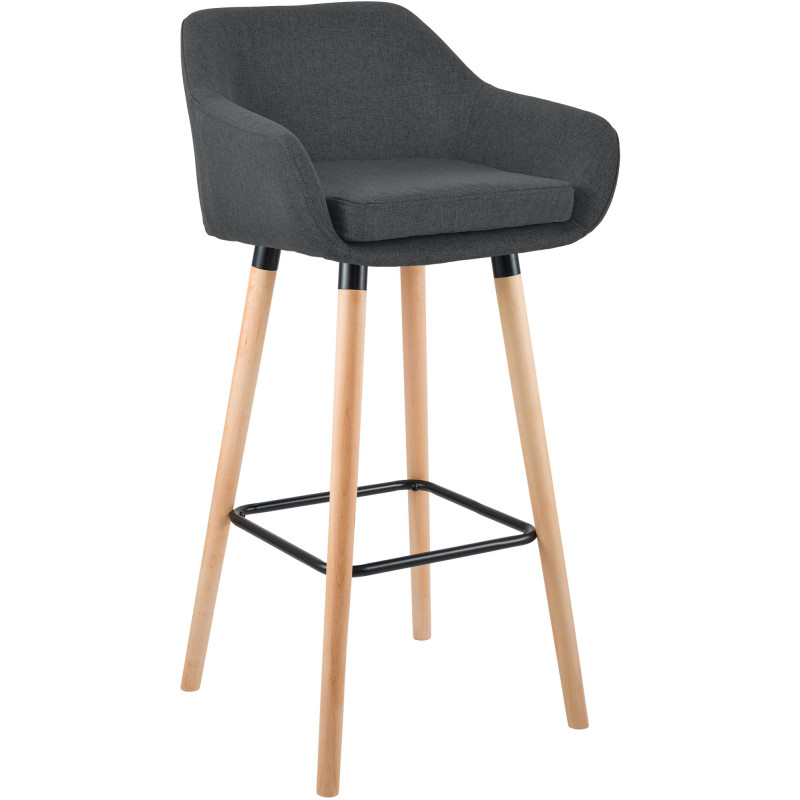 Tabouret de bar Grant, tissu gris foncé