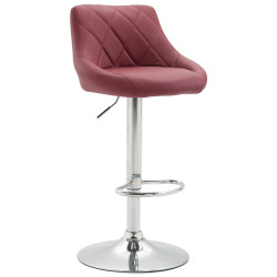 Tabouret de bar Lazio, similicuir, chrome, bordeaux