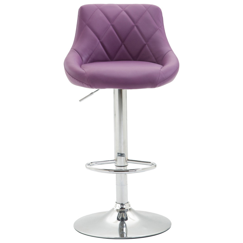 Taburete de bar Lazio, piel sintética, cromado, morado