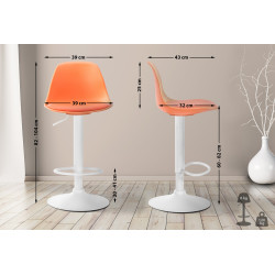 Tabouret de bar Kiel en cuir artificiel blanc orange