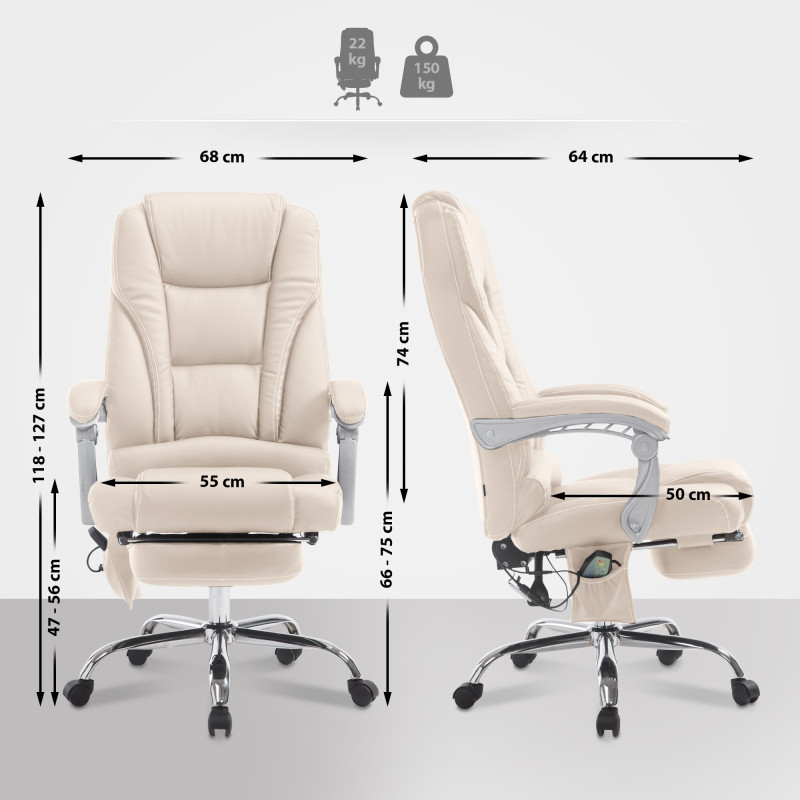 Chaise de bureau Pacific avec fonction massage V2 crème