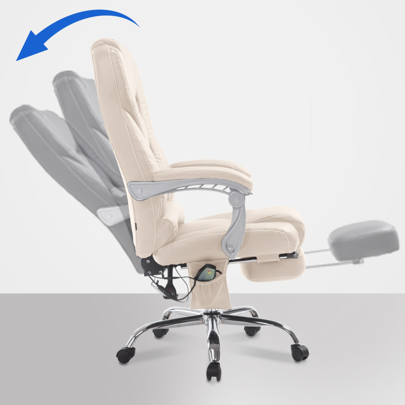 Chaise de bureau Pacific avec fonction massage V2 crème
