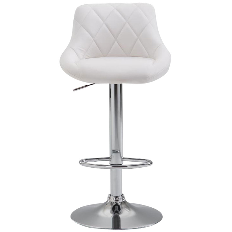 Tabouret de bar Lazio, similicuir, chromé, blanc