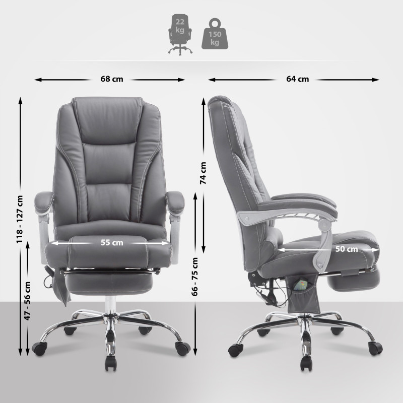 Chaise de bureau Pacific avec fonction massage V2 gris