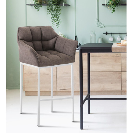 Sgabello da bar Damaso W, tessuto con struttura a 4 gambe, grigio