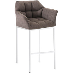 Taburete de bar Damaso W, tapizado en tela con estructura de 4 patas, gris