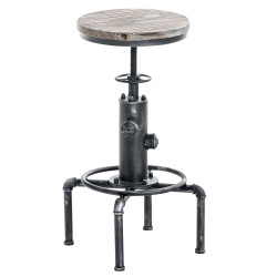 Tabouret de bar Lumos, bois argenté antique