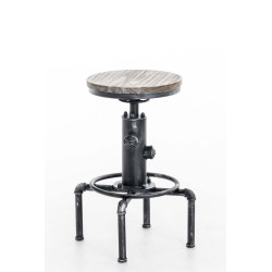 Sgabello da bar Lumos, legno argento anticato