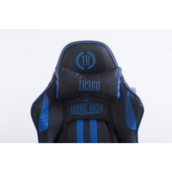 Chaise de bureau de course Limit V2 en cuir artificiel avec repose-pieds noir/bleu