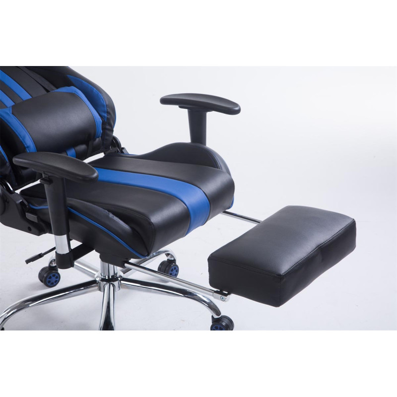Chaise de bureau de course Limit V2 en cuir artificiel avec repose-pieds noir/bleu
