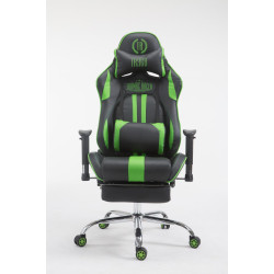 Chaise de bureau de course Limit V2 en cuir artificiel avec repose-pieds noir/vert
