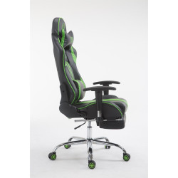 Chaise de bureau de course Limit V2 en cuir artificiel avec repose-pieds noir/vert