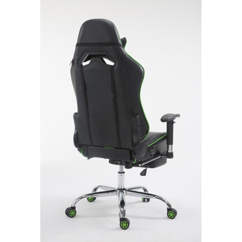 Chaise de bureau de course Limit V2 en cuir artificiel avec repose-pieds noir/vert