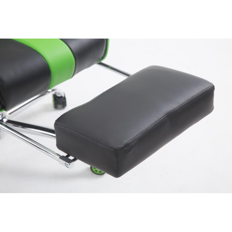 Chaise de bureau de course Limit V2 en cuir artificiel avec repose-pieds noir/vert