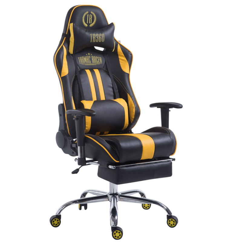 Chaise de bureau de course Limit V2 en cuir artificiel avec repose-pieds noir/jaune