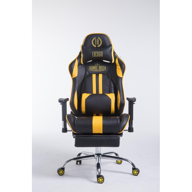 Chaise de bureau de course Limit V2 en cuir artificiel avec repose-pieds noir/jaune