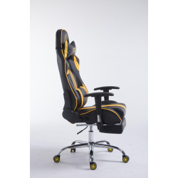 Chaise de bureau de course Limit V2 en cuir artificiel avec repose-pieds noir/jaune