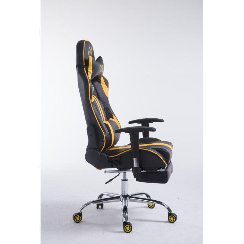 Chaise de bureau de course Limit V2 en cuir artificiel avec repose-pieds noir/jaune