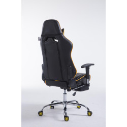 Chaise de bureau de course Limit V2 en cuir artificiel avec repose-pieds noir/jaune