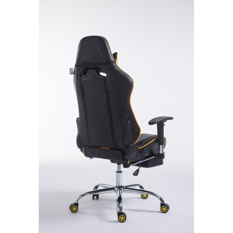 Chaise de bureau de course Limit V2 en cuir artificiel avec repose-pieds noir/jaune