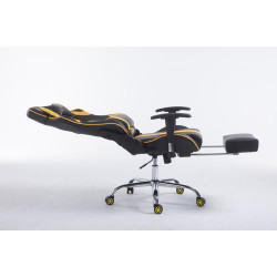 Chaise de bureau de course Limit V2 en cuir artificiel avec repose-pieds noir/jaune