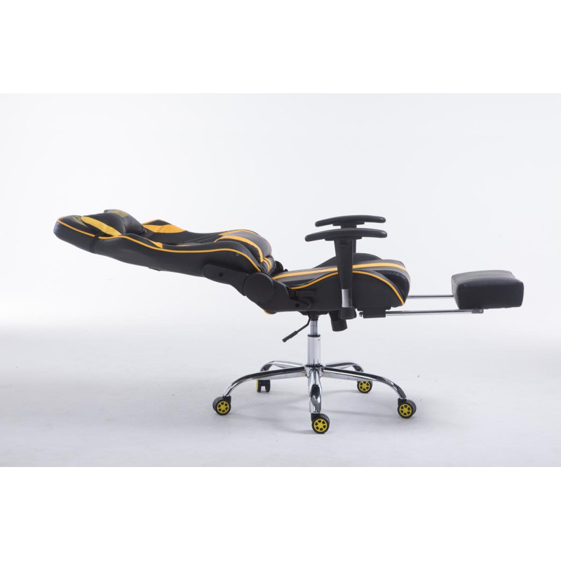 Chaise de bureau de course Limit V2 en cuir artificiel avec repose-pieds noir/jaune