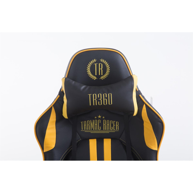 Chaise de bureau de course Limit V2 en cuir artificiel avec repose-pieds noir/jaune