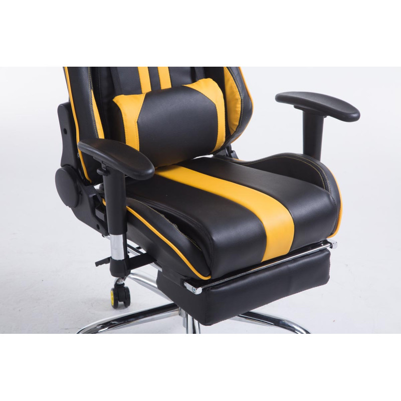 Chaise de bureau de course Limit V2 en cuir artificiel avec repose-pieds noir/jaune