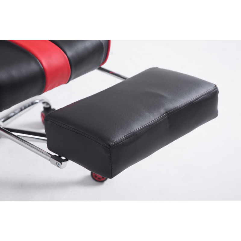 Chaise de bureau de course Limit V2 en cuir artificiel avec repose-pieds noir/rouge