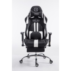 Chaise de bureau de course Limit V2 en cuir artificiel avec repose-pieds noir/blanc