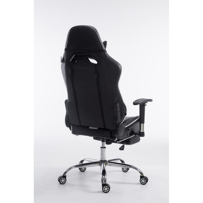 Chaise de bureau de course Limit V2 en cuir artificiel avec repose-pieds noir/blanc
