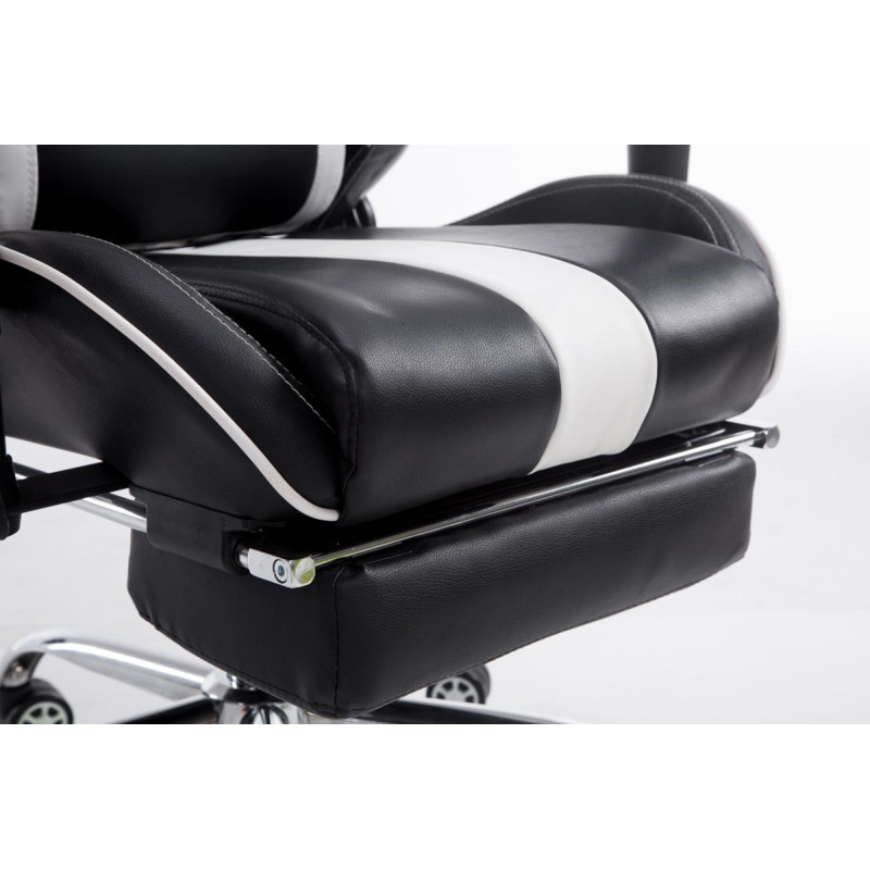 Chaise de bureau de course Limit V2 en cuir artificiel avec repose-pieds noir/blanc