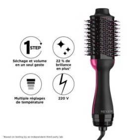 REVLON RVDR5222E - Brosse séchante volumisante 2 en 1 perfectionniste -  Pro Collection - Noir/Rose