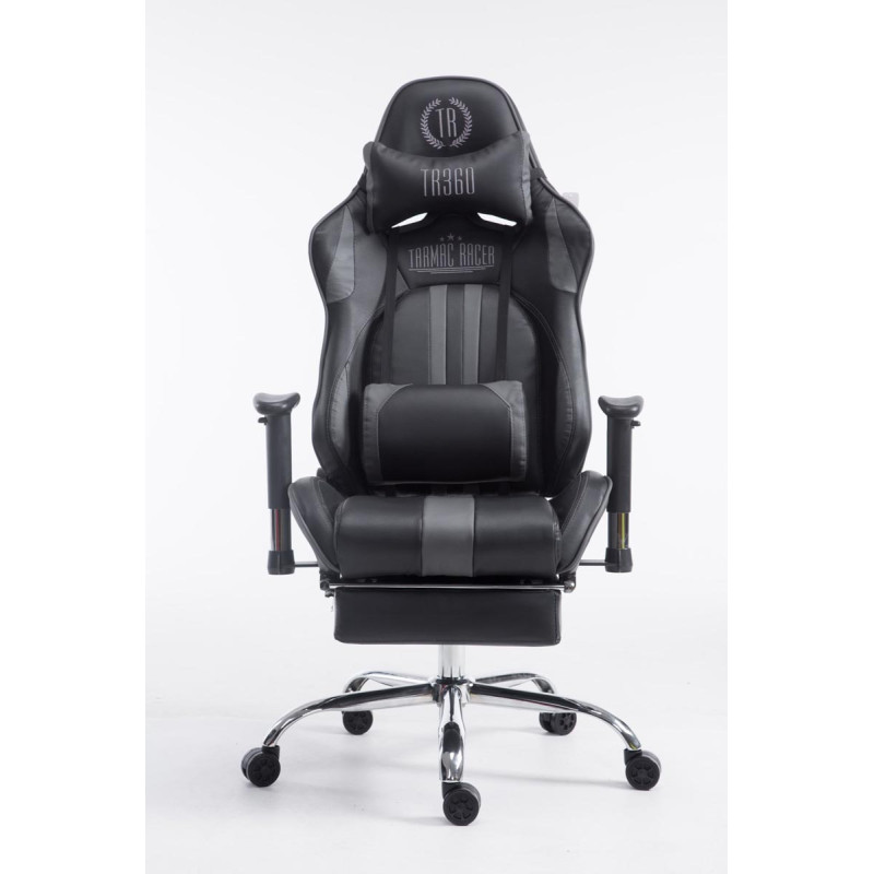 Chaise de bureau de course Limit V2 en cuir artificiel avec repose-pieds noir/gris