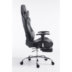 Chaise de bureau de course Limit V2 en cuir artificiel avec repose-pieds noir/gris