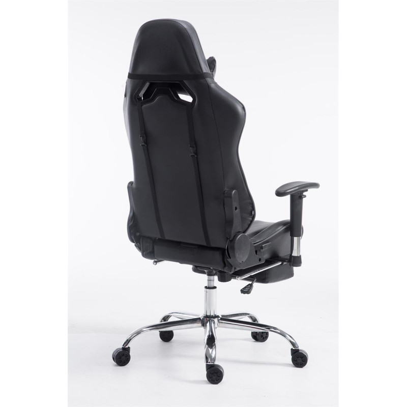 Chaise de bureau de course Limit V2 en cuir artificiel avec repose-pieds noir/gris