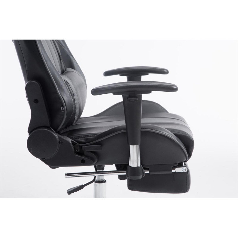 Chaise de bureau de course Limit V2 en cuir artificiel avec repose-pieds noir/gris