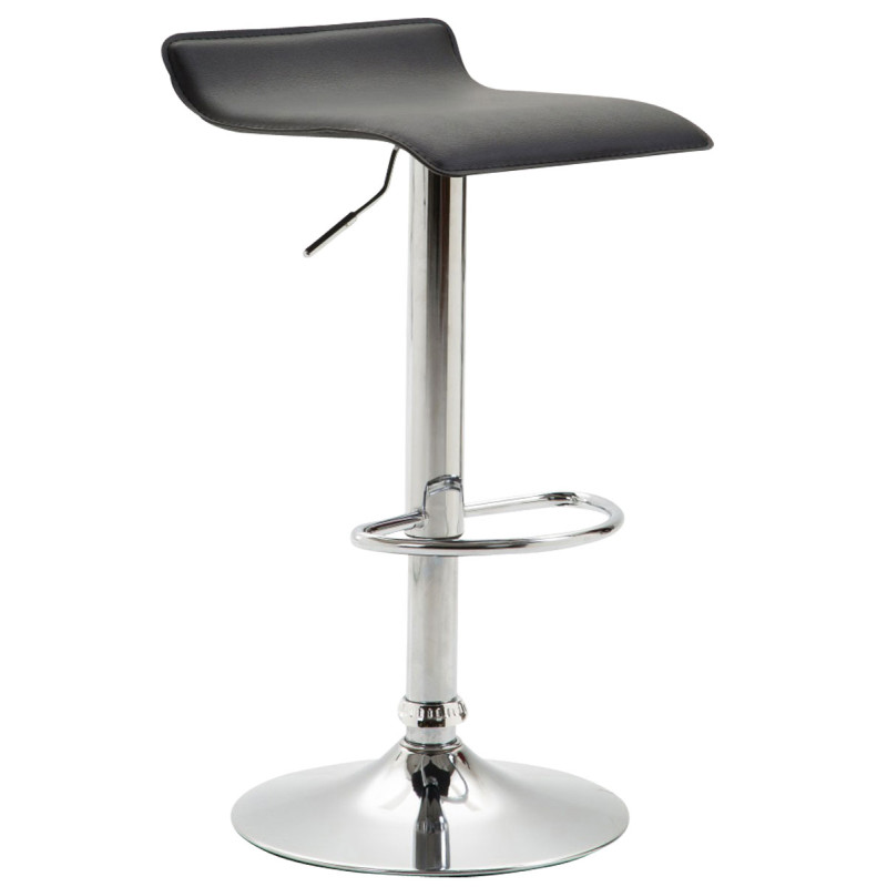 Tabouret de bar Dyn V2, similicuir, chrome, noir