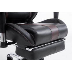 Chaise de bureau de course Limit V2 en cuir artificiel avec repose-pieds noir/marron