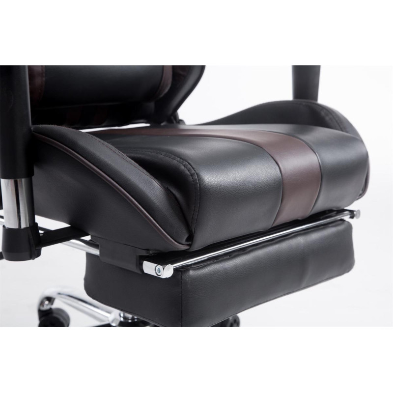 Chaise de bureau de course Limit V2 en cuir artificiel avec repose-pieds noir/marron