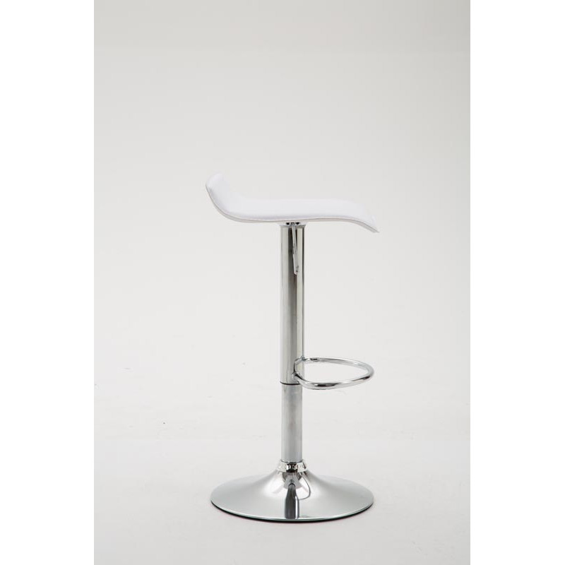 Taburete de bar Dyn V2, piel sintética, cromado, blanco
