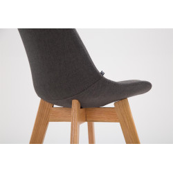 Taburete de bar Metz, tapizado en tela Natura, gris oscuro