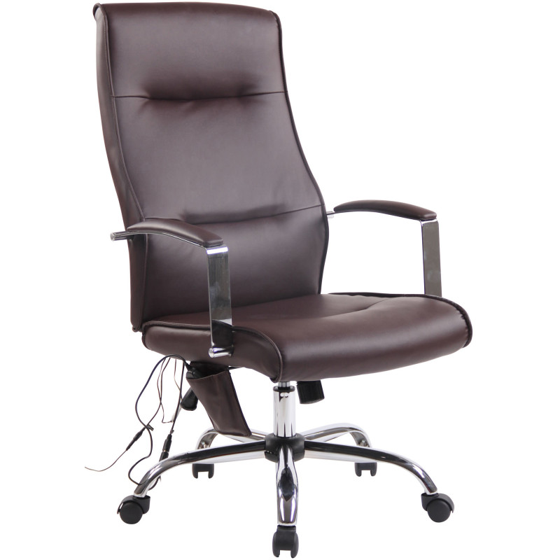 Chaise de bureau Portland en cuir artificiel avec fonction de massage brun